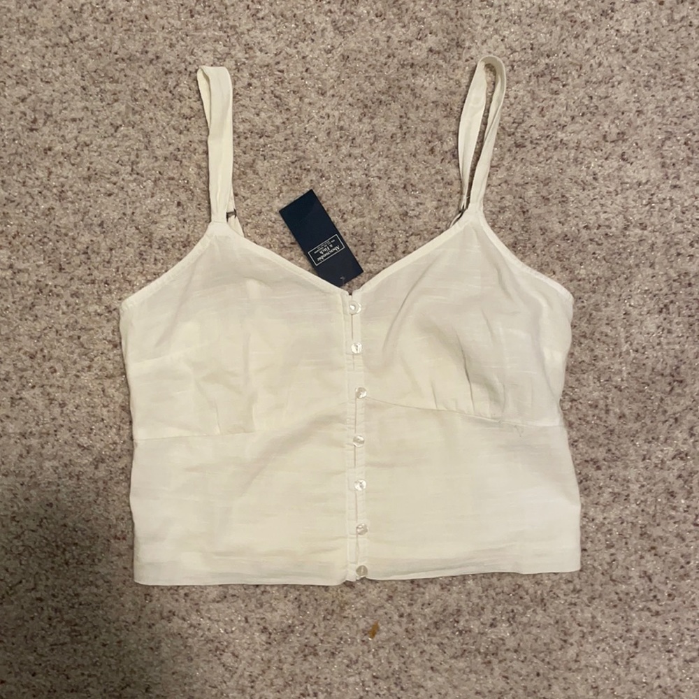 White tank top with buttons